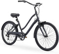 reezero EVRYjourney Men's Casual Edition 7-Speed Sport Hybrid Cruiser Bike w/Integrated Cable Lock, 26" Bicycle, Matte Black with Black Seat and Black Grips