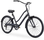 reezero EVRYjourney Men's Casual Edition 7-Speed Sport Hybrid Cruiser Bike w/Integrated Cable Lock, 26" Bicycle, Matte Black with Black Seat and Black Grips