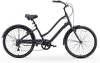 reezero EVRYjourney Men's Casual Edition 7-Speed Sport Hybrid Cruiser Bike w/Integrated Cable Lock, 26" Bicycle, Matte Black with Black Seat and Black Grips