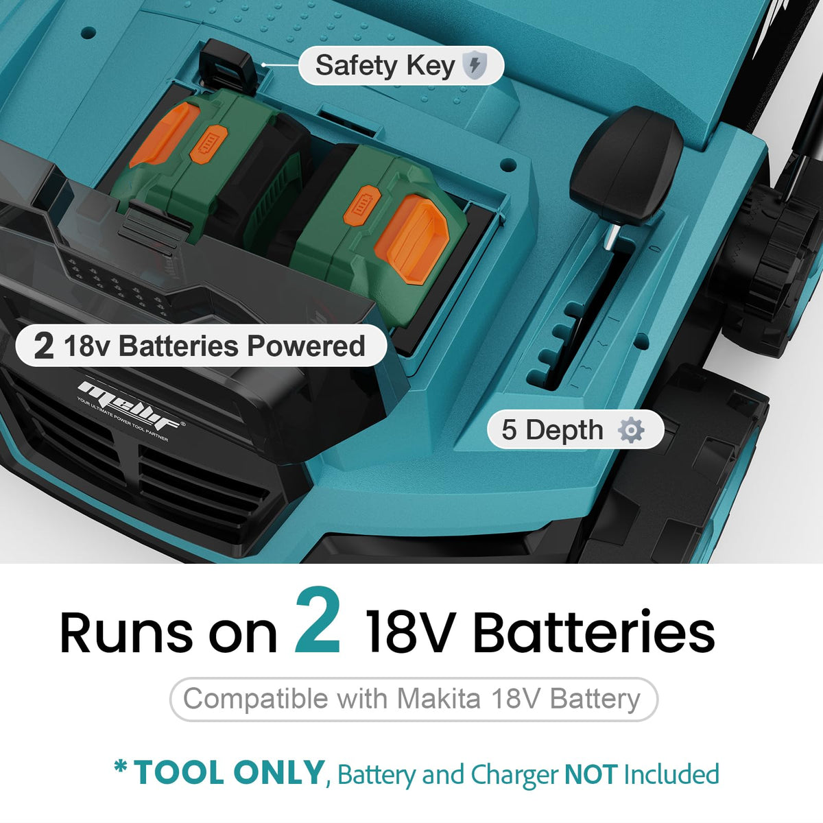 36V 15" Brushless Cordless Electric Dethatcher and Scarifier Compatible with  18V Battery(Tool Only), w/12Gal Thatch Collection Bag, 5-Depth Adjustment, -Fold, Walk Behind for Lawn Care