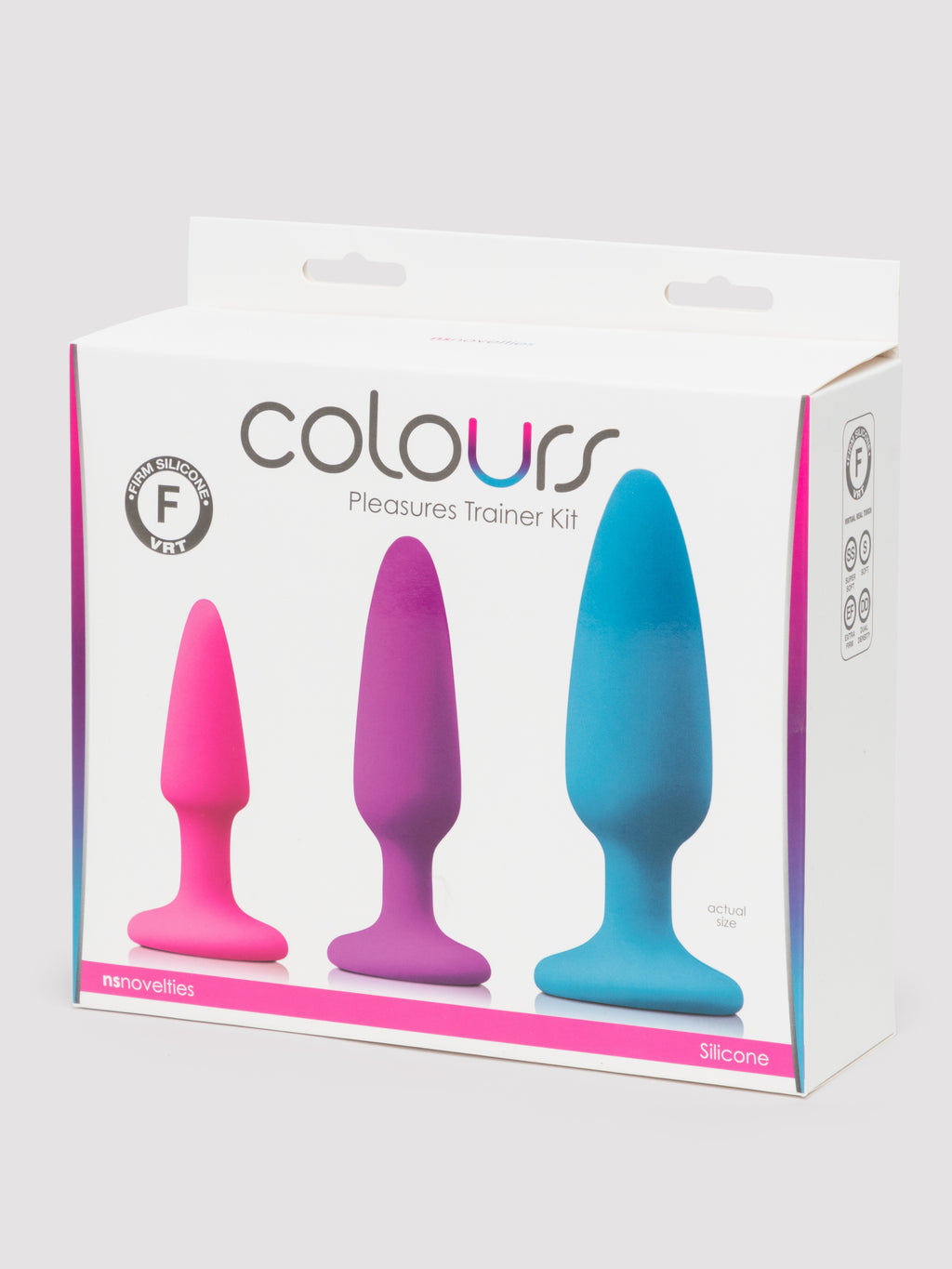 Rainbow Tapered Silicone Butt Plug Set (3-Piece), Blue