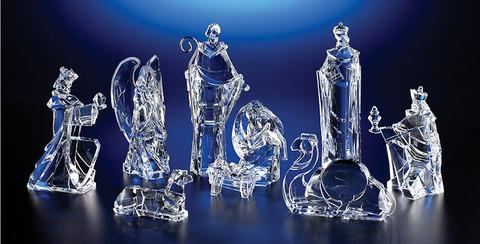 Set of 2 Clear Icy Religious Christmas Nativity Figurines 9"