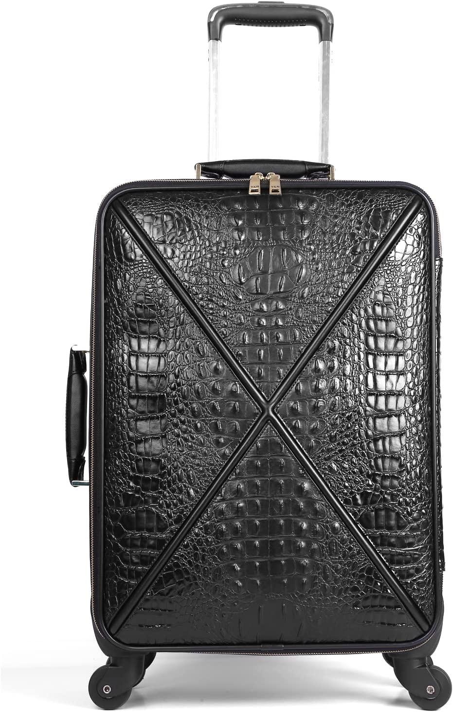Croco trolly luggage with spinner wheel softside suitcase lightweight checked bag
