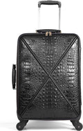 Croco trolly luggage with spinner wheel softside suitcase lightweight checked bag