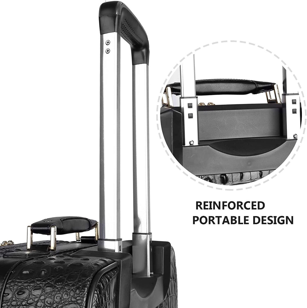 Croco trolly luggage with spinner wheel softside suitcase lightweight checked bag