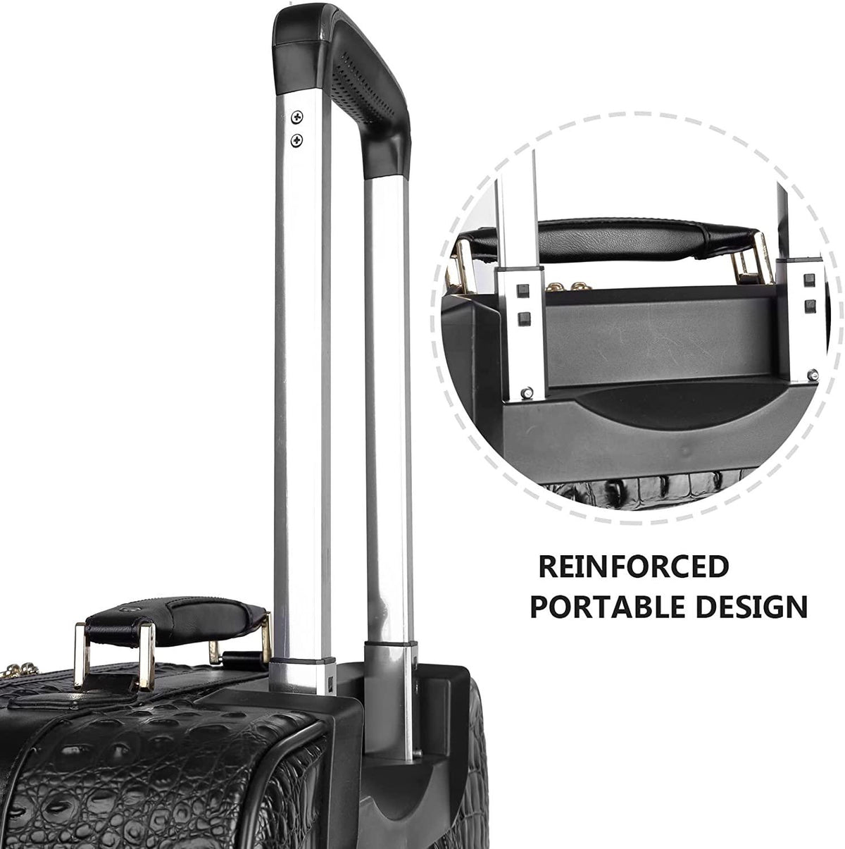 Croco trolly luggage with spinner wheel softside suitcase lightweight checked bag