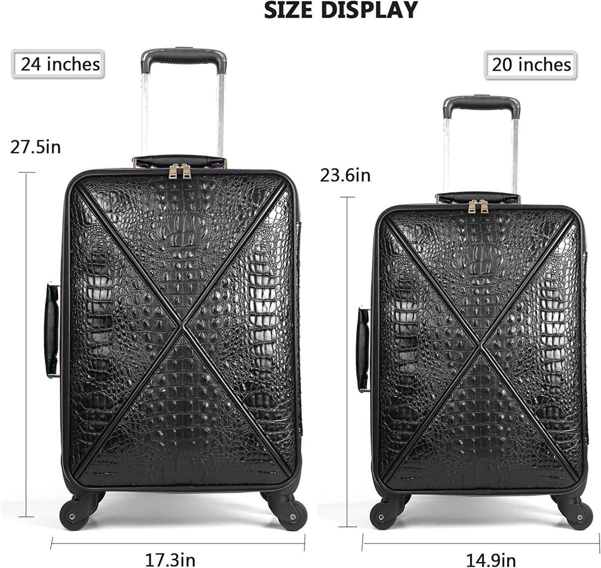 Croco trolly luggage with spinner wheel softside suitcase lightweight checked bag