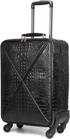 Croco trolly luggage with spinner wheel softside suitcase lightweight checked bag