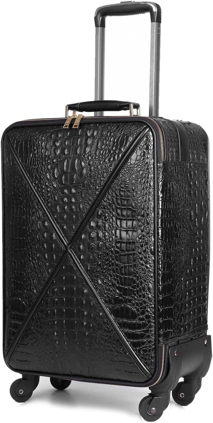 Croco trolly luggage with spinner wheel softside suitcase lightweight checked bag