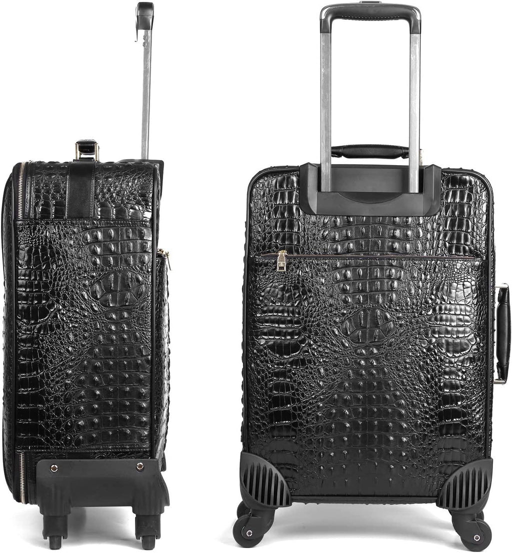 Croco trolly luggage with spinner wheel softside suitcase lightweight checked bag