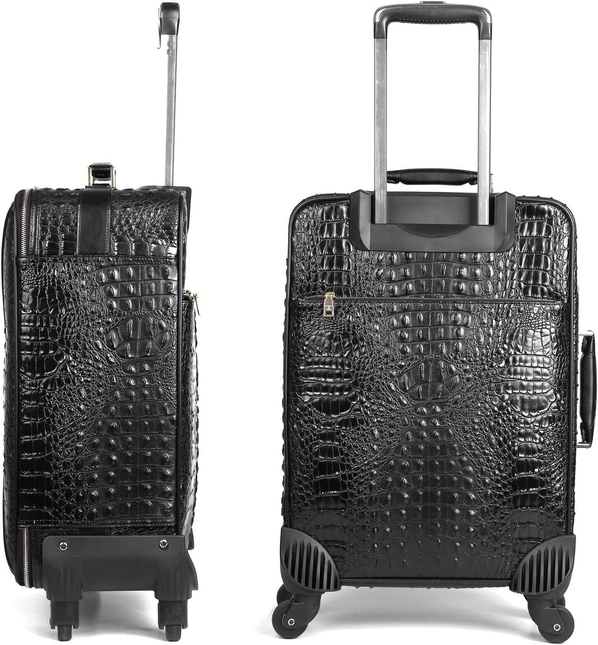 Croco trolly luggage with spinner wheel softside suitcase lightweight checked bag