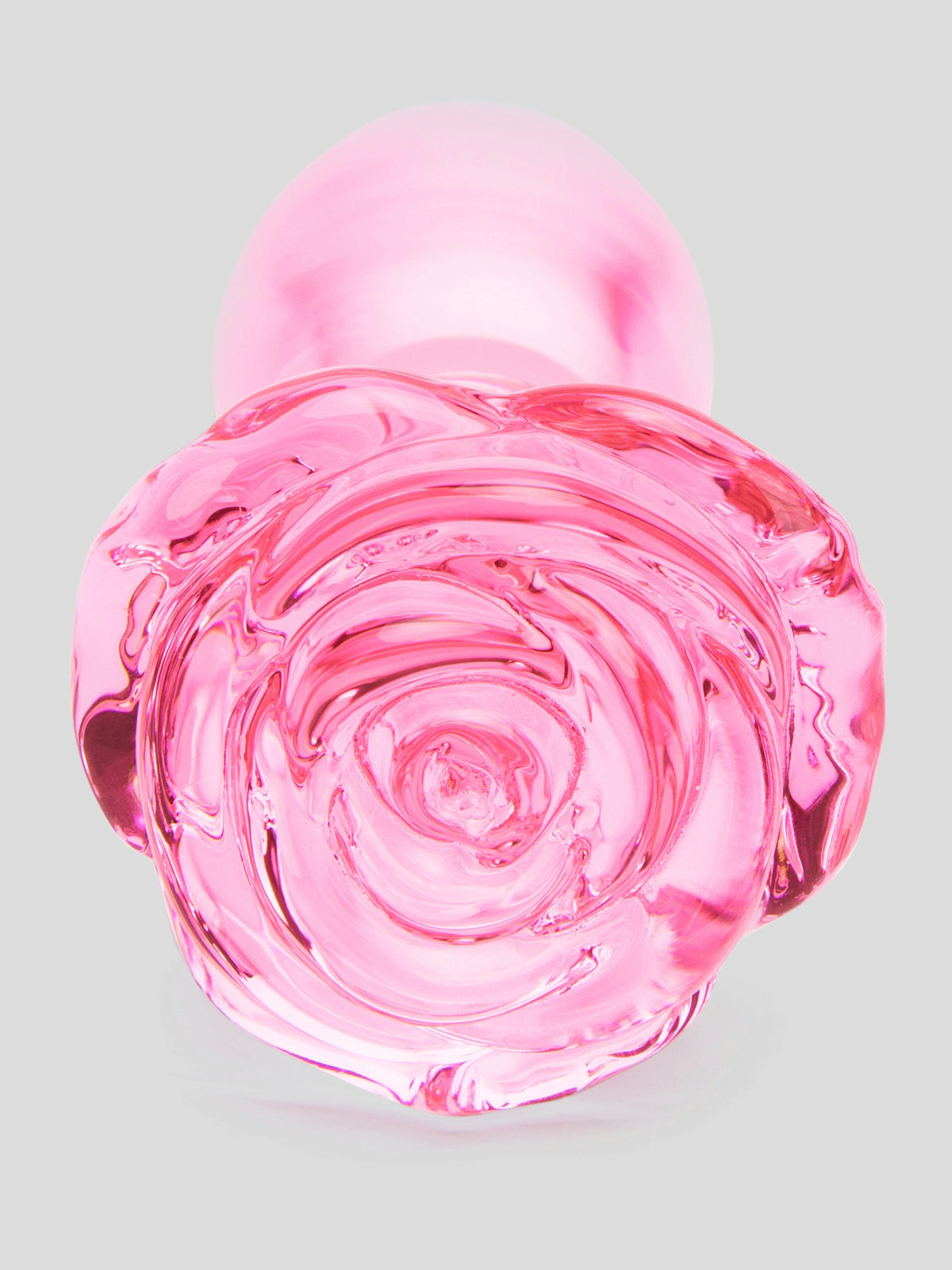 Lovehoney Full Bloom Large Rose Glass Butt Plug 4 Inch, Pink