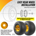 20x10.00-8 Tubeless Lawn Mower Tire and Wheel Assembly (2-Pack), 4-Ply Rear Tire with Steel Rim, 3/4" Bore &amp; 3/16" Keyway, 3.5" Offset Hub, S-Turf Tread, Riding Lawn Mower &amp; Garden Tractor