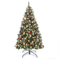6.5 ft. Pre-Lit Artificial Christmas Tree with Warm White LED Lights, Pine Cones, Red Berrie