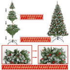 6.5 ft. Pre-Lit Artificial Christmas Tree with Warm White LED Lights, Pine Cones, Red Berrie