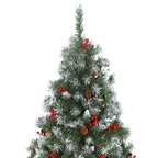6.5 ft. Pre-Lit Artificial Christmas Tree with Warm White LED Lights, Pine Cones, Red Berrie