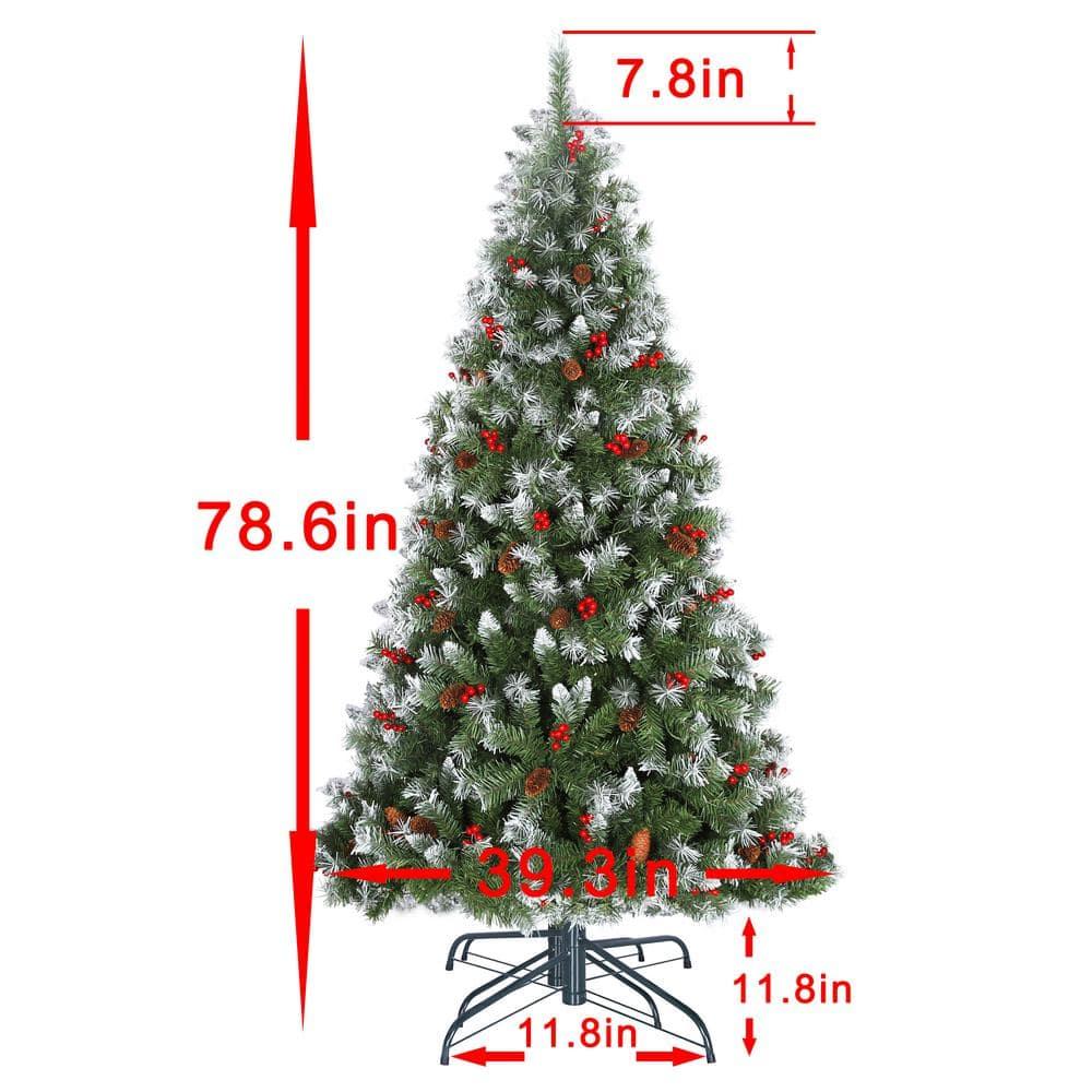 6.5 ft. Pre-Lit Artificial Christmas Tree with Warm White LED Lights, Pine Cones, Red Berrie