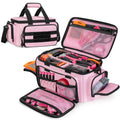 Pink Tool Bag for Women, Tool Organizer with Anti-friction Bottom | Detachable Divider, Wrapped Handles, Adjustable Shoulder Strap, Tactical RanBag for Electrician, Carpenters, Repairman