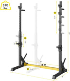 GARTIO Adjustable Squat Rack Stand Bench Press Weight Lifting Barbell Stand Home Gym Fitness 570lbs