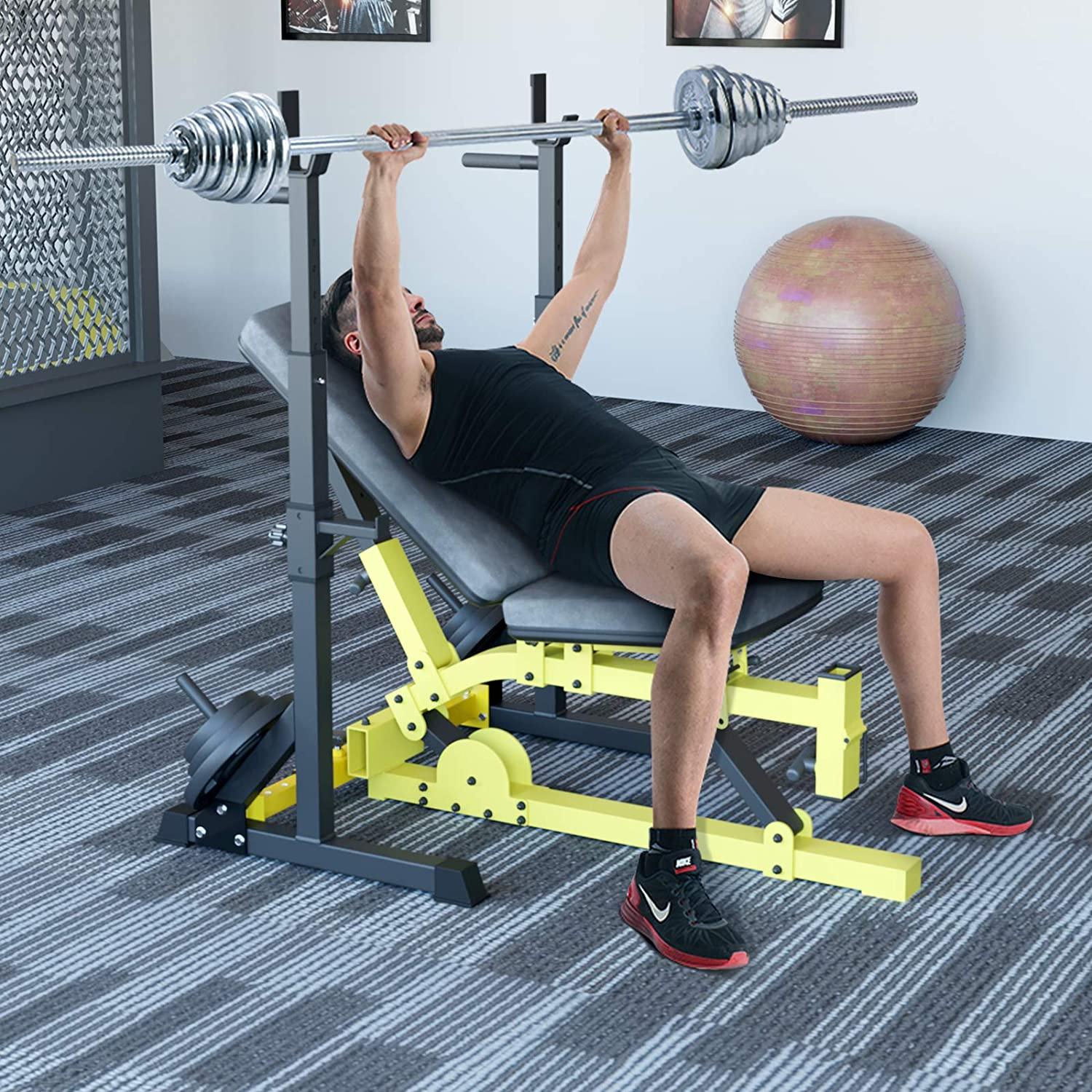 GARTIO Adjustable Squat Rack Stand Bench Press Weight Lifting Barbell Stand Home Gym Fitness 570lbs