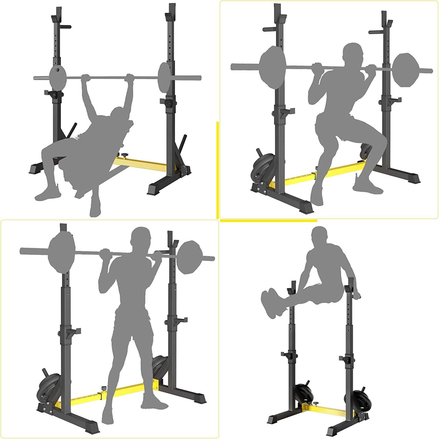 GARTIO Adjustable Squat Rack Stand Bench Press Weight Lifting Barbell Stand Home Gym Fitness 570lbs
