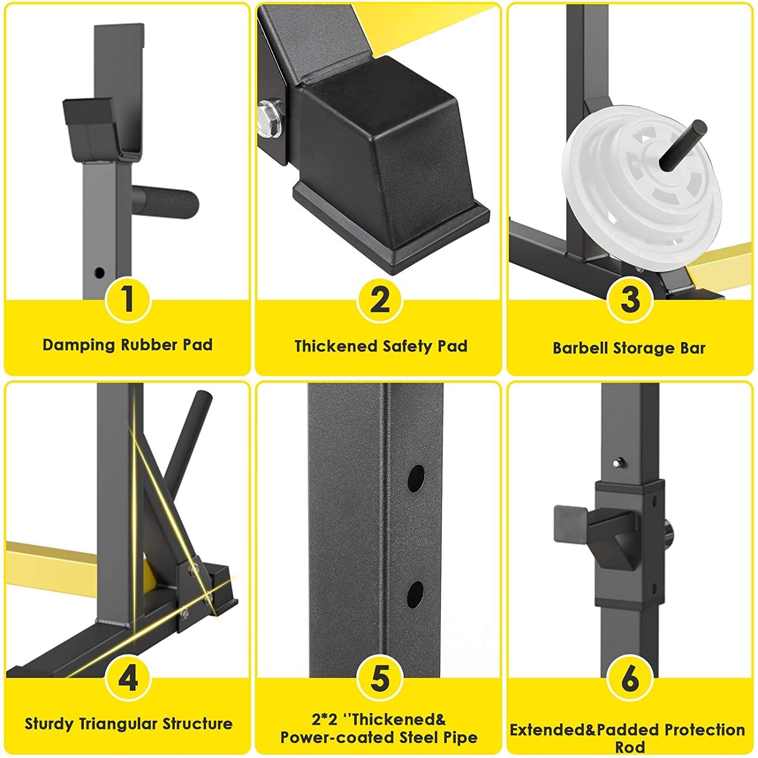 GARTIO Adjustable Squat Rack Stand Bench Press Weight Lifting Barbell Stand Home Gym Fitness 570lbs