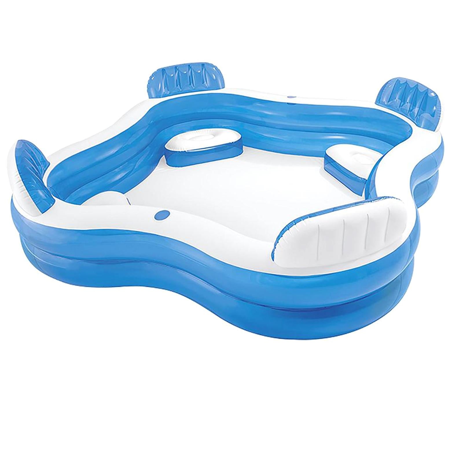 Outdoor Swim Center Family Lounge Inflatable Pool with Seats - Blue and White