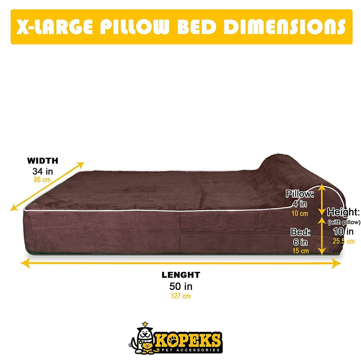 7-inch Thick High Grade Orthopedic Memory Foam Dog Bed With Pillow and Easy to Wash Removable Cover with Anti-Slip Bottom. Waterproof Liner Included - JUMBO XL for LarDogs
