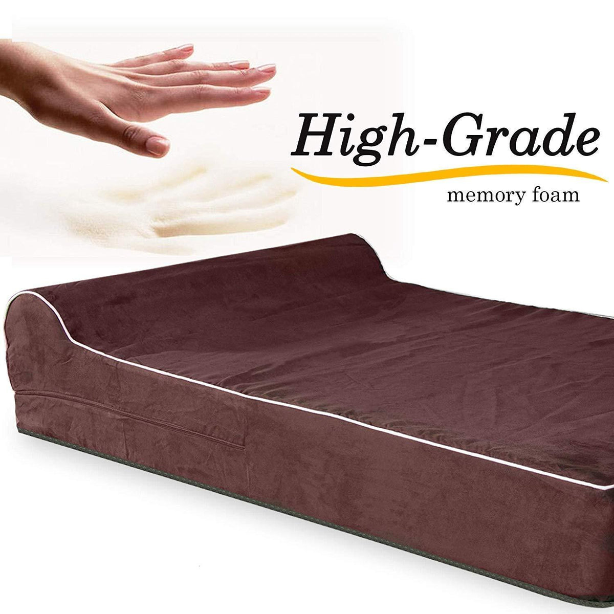 7-inch Thick High Grade Orthopedic Memory Foam Dog Bed With Pillow and Easy to Wash Removable Cover with Anti-Slip Bottom. Waterproof Liner Included - JUMBO XL for LarDogs