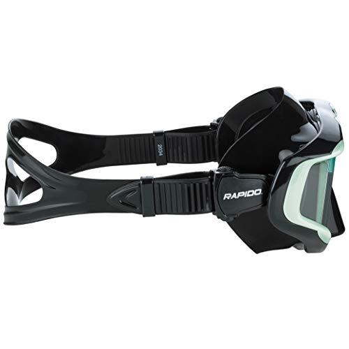 Phantom Aquatics Rapido Boutique Collection Clareza Three Window Tempered Glass Lens Mask Fin Snorkel Set with Snorkeling Gear Carry Bag (Sea Gre