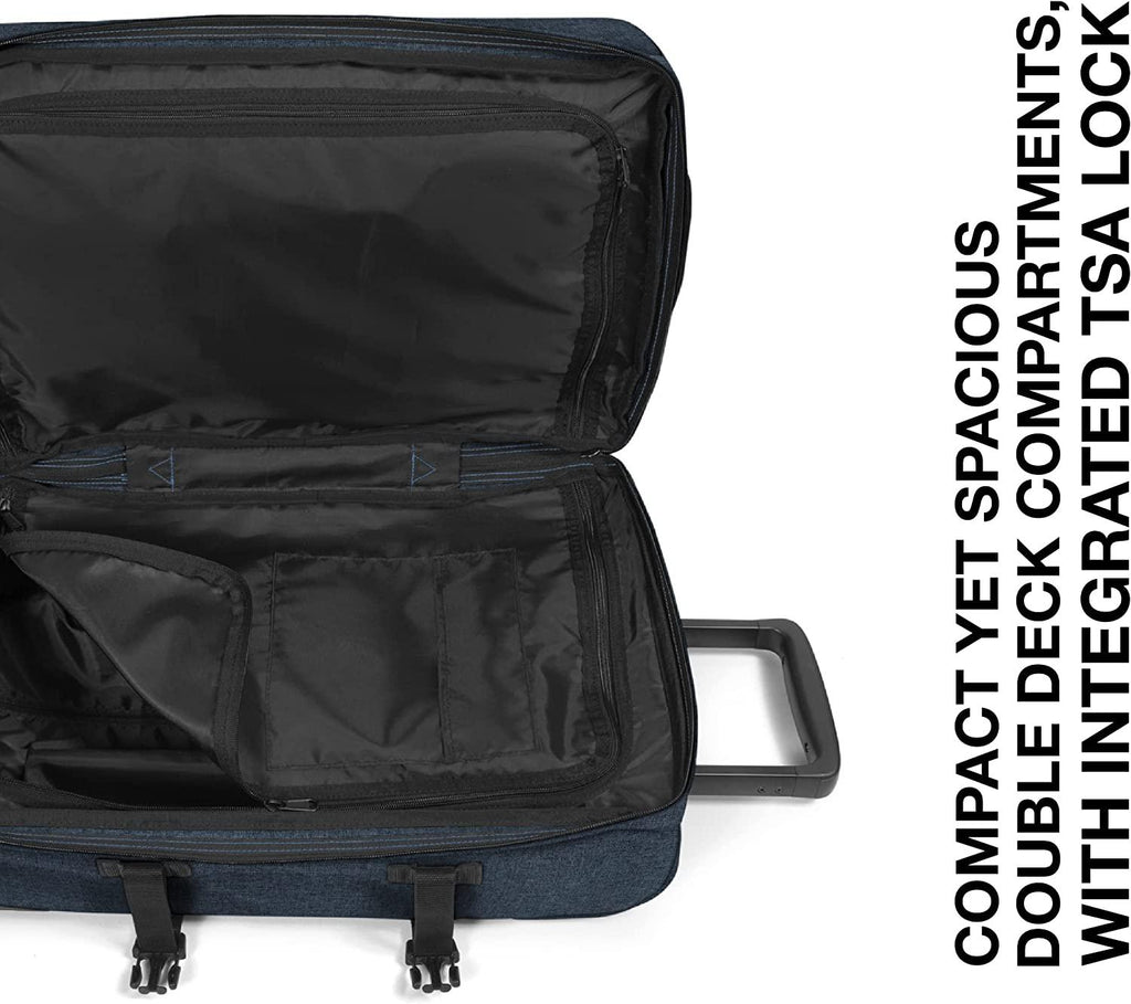 Tranverz - Suitcase with Wheels - Rolling Luggage for Travel with TSA Lock, 2 Wheels, 2 Compartments, and Compression Straps - S, Triple Denim
