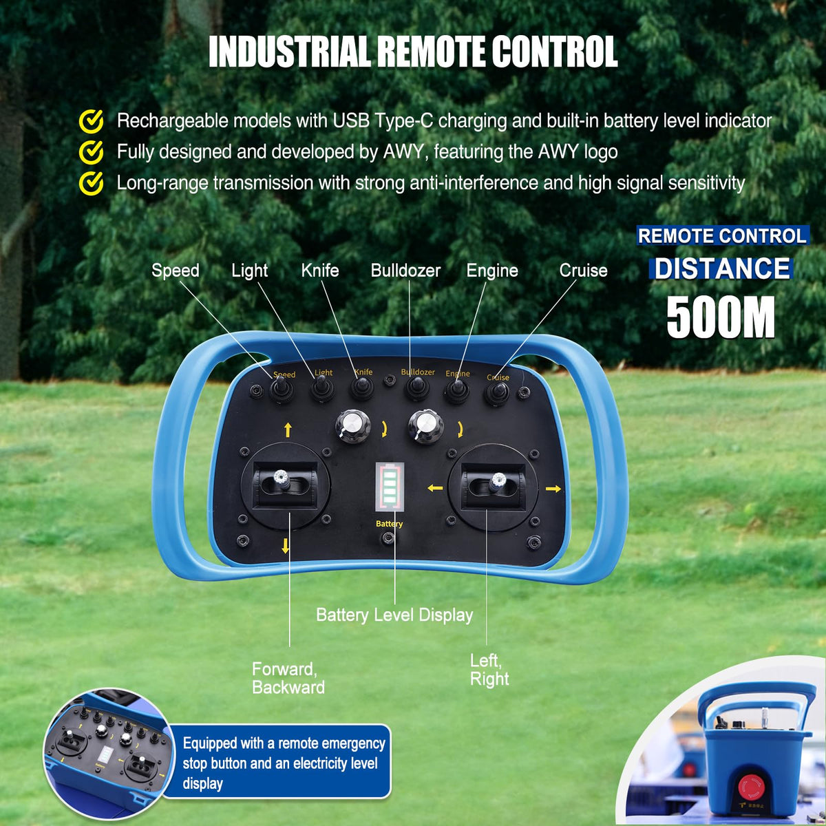 Remote Control Lawn Mower,Oil-Electric Hybrid Crawler Track Mower,3-15CM Cutting Height Professional Landscape and Estate Mower for Slope(45°) LarTurf Grass Cutting