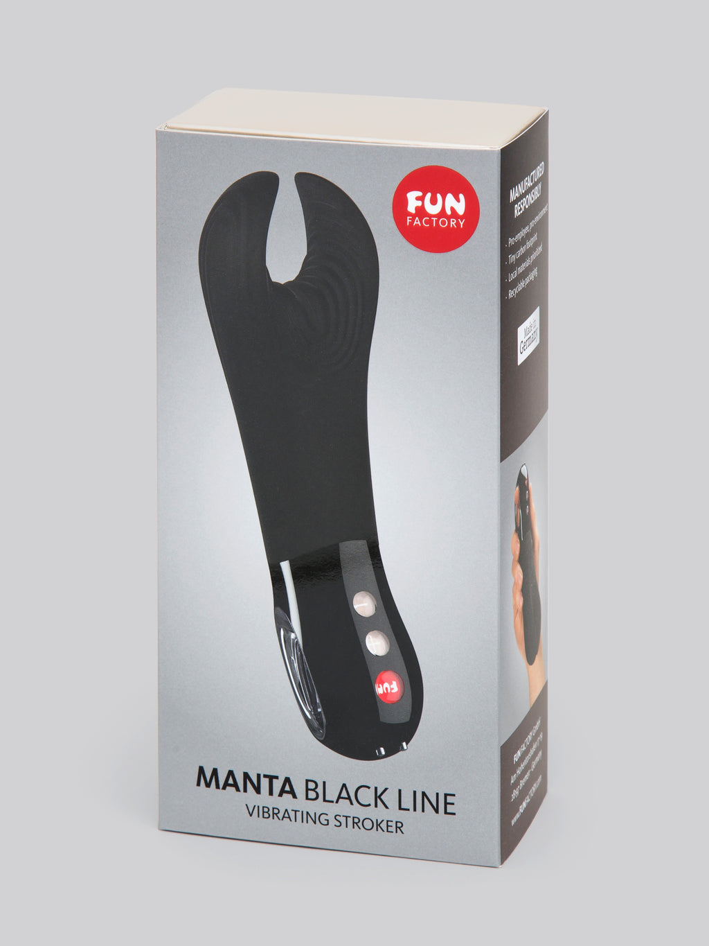 Fun Factory Manta Black Rechargeable Vibrating Male Stroker , Black