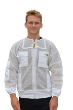 oz armour beekeeping suit jacket &amp; trouser pant with 2 veils fencing &amp; round brim hat ventilated 3 layer mesh costume (medium)