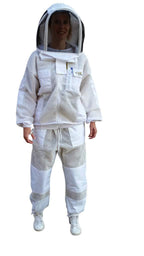 oz armour beekeeping suit jacket &amp; trouser pant with 2 veils fencing &amp; round brim hat ventilated 3 layer mesh costume (medium)
