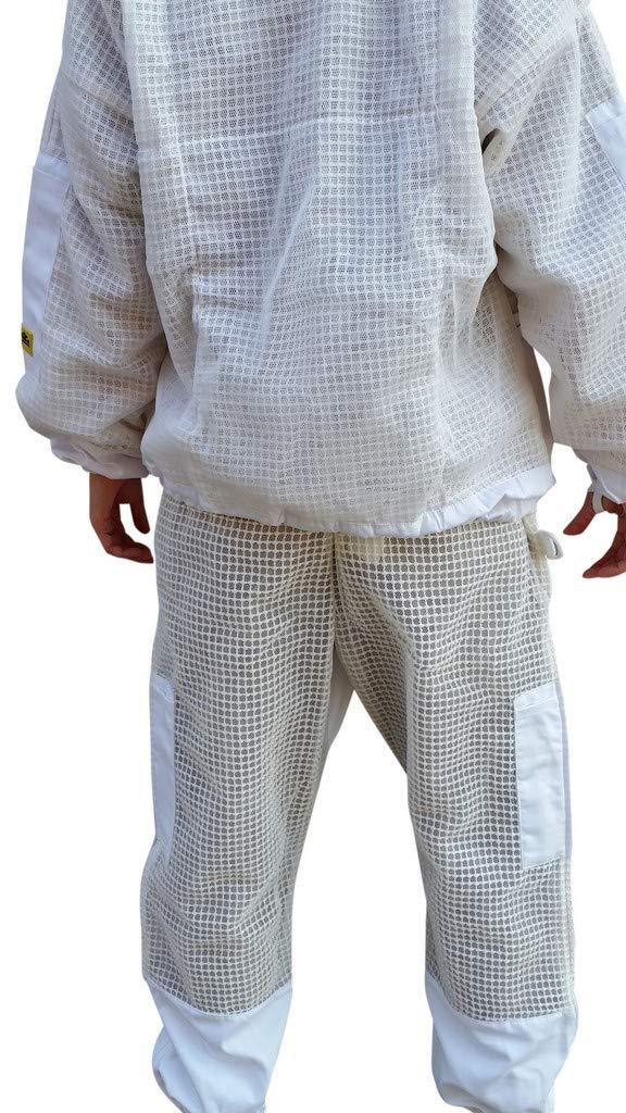 oz armour beekeeping suit jacket &amp; trouser pant with 2 veils fencing &amp; round brim hat ventilated 3 layer mesh costume (medium)