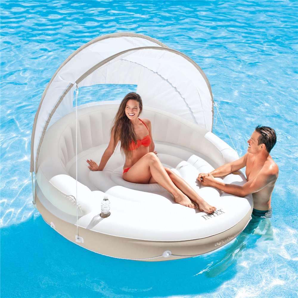 Inflatable Canopy Island Float Lounge, 78.5" x 59"