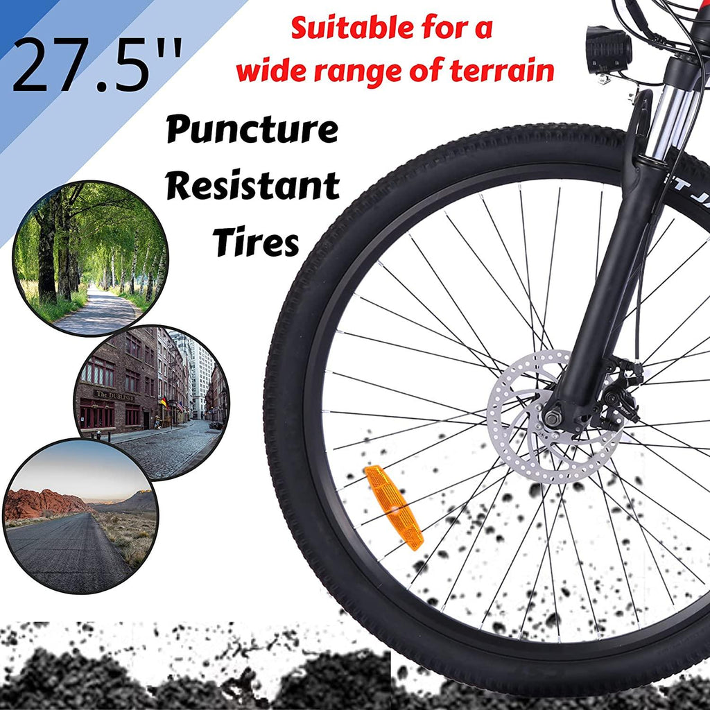 VIVI E-Bike 27.5 Inch Electric Mountain Bike with 350W Motor| 21 Speed Electric Bike| Dual Disc Brakes| Removable 10.4Ah Battery E-MTB Electric Bicycle for Adults