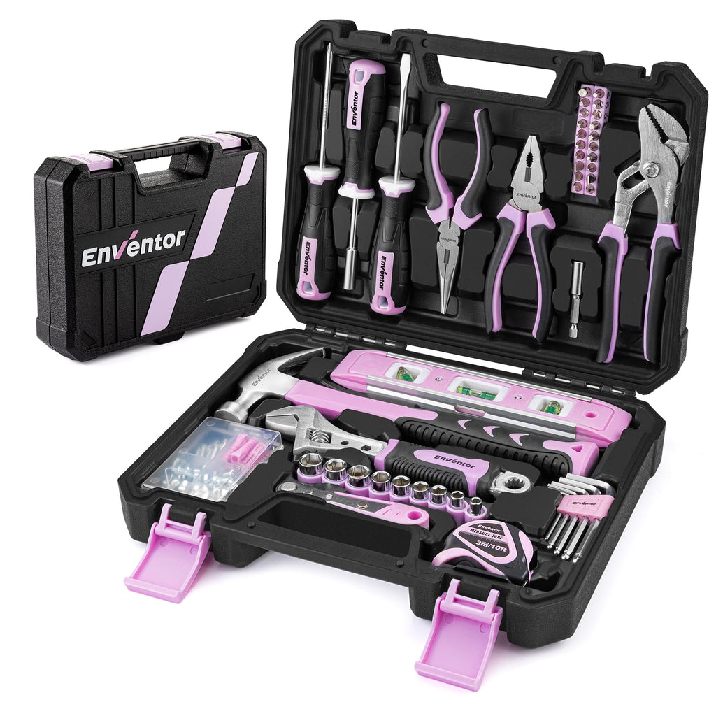Pink Tool Kit Set for Women, 146PCS General Household Hand Tool Kit with StoraToolbox, Ladies Small Basic Tool Kits for Home Maintenance, DIY Projects