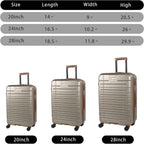 Luggage Sets,3 Piece Luggage Set Carry on Suitcase ,Hardside Lightweight Luggage with Spinner Wheels Durable Travel Set for Men Women Luggage Set Clearance (20/24/28) (Champagne)