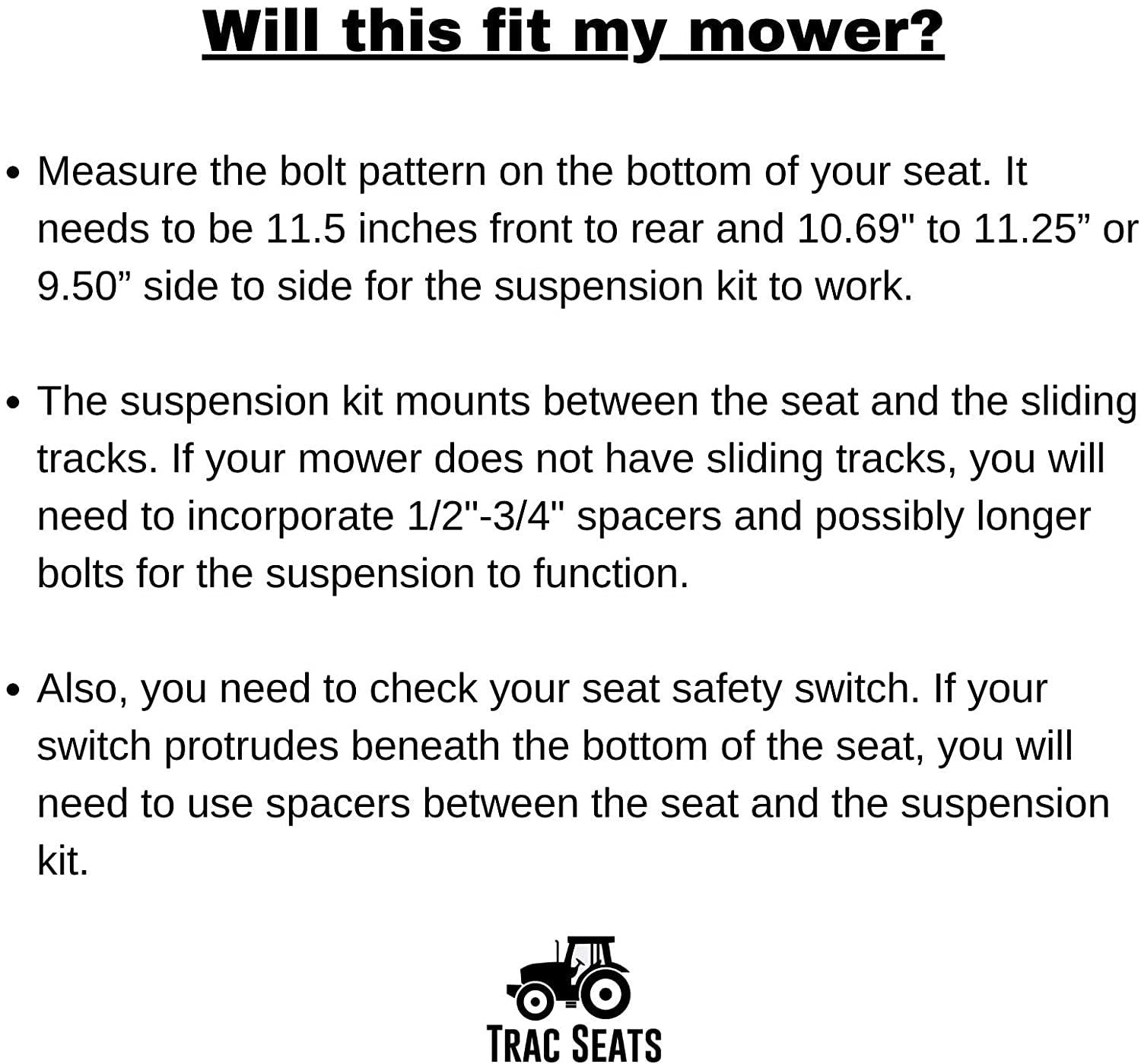 trac seats seat suspension kit for hustler fastrak, fastrak sdx, x one, for pn 600197 - same day - 1 year warranty
