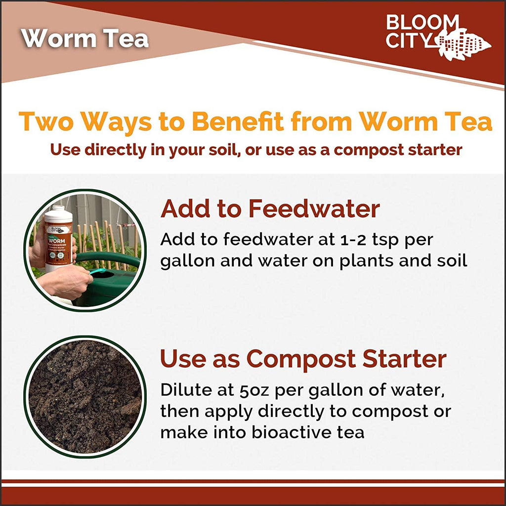 organic earthworm tea concentrate and compost and bokashi booster by bloom city, 5 gallon (640 oz)