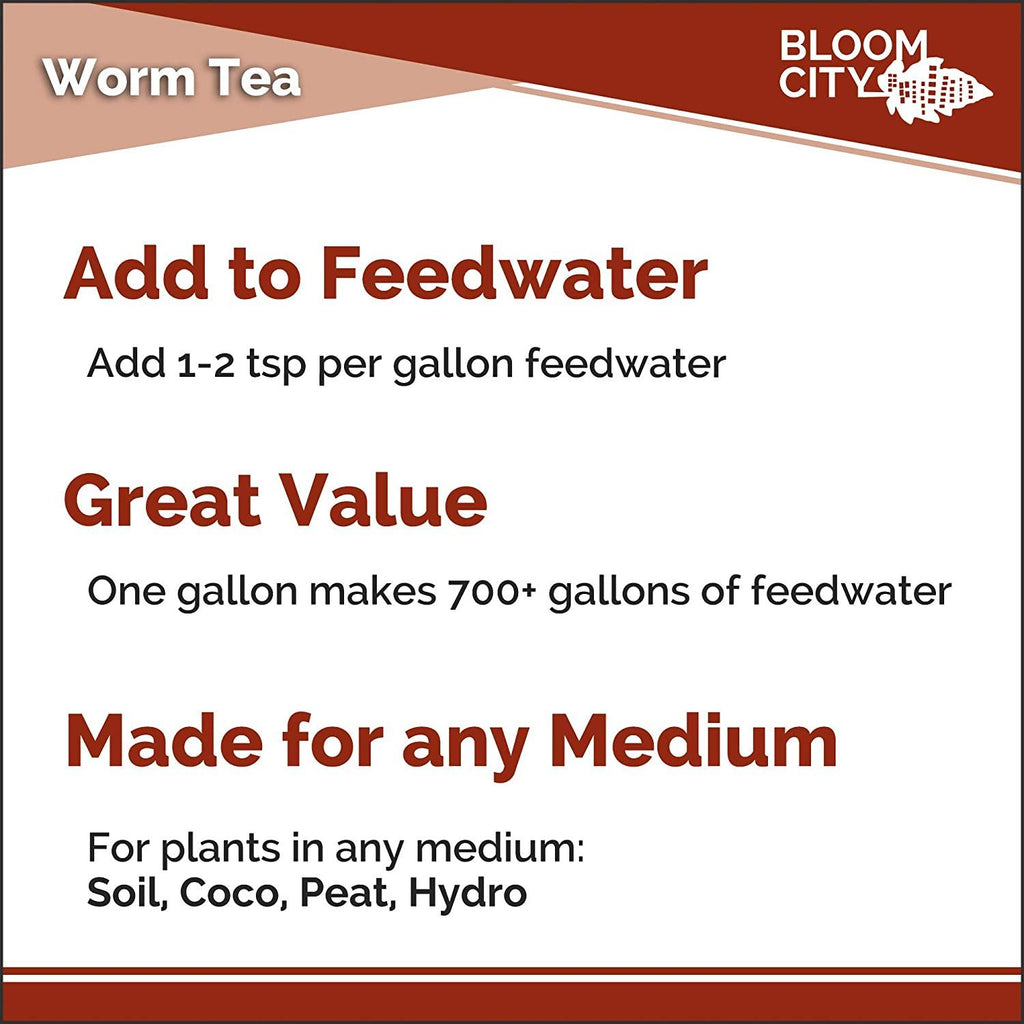 organic earthworm tea concentrate and compost and bokashi booster by bloom city, 5 gallon (640 oz)