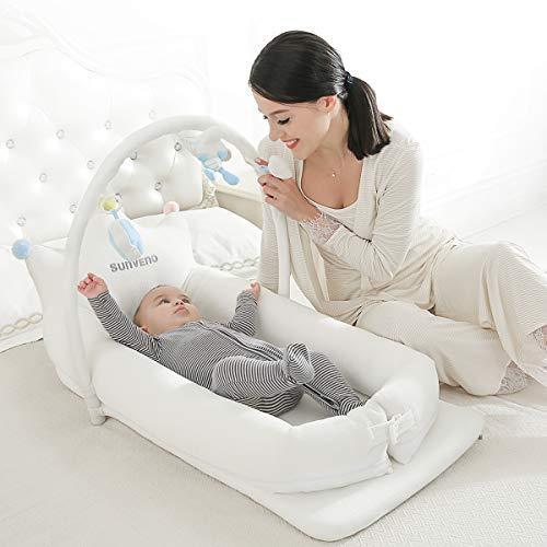 SUNVENO Portable Baby Bed Infant Lounger - Carrier, Crib, Playpen, Changing Station, Bassinet for Babies 0-24 Months -