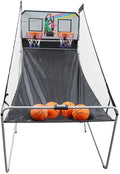 Foldable Basketball Arcade Game, 8 Game Options, Electronic Double Shot 2 Player w/ 4 Balls and LED Scoring System, Indoor Basketball Game for Kids, Adults
