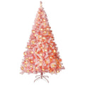 6.5 ft. Pink Flocked Artificial Christmas Tree with Clear LED Lights
