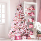 6.5 ft. Pink Flocked Artificial Christmas Tree with Clear LED Lights