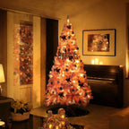 6.5 ft. Pink Flocked Artificial Christmas Tree with Clear LED Lights