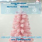 6.5 ft. Pink Flocked Artificial Christmas Tree with Clear LED Lights