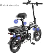 BRISEZZS Folding Electric Bicycle, 350W High-Speed 33km/h Motor, 48V Bettery Rechargeable Electric Urban Commuter Bike Suitable for Adults and Teenagers